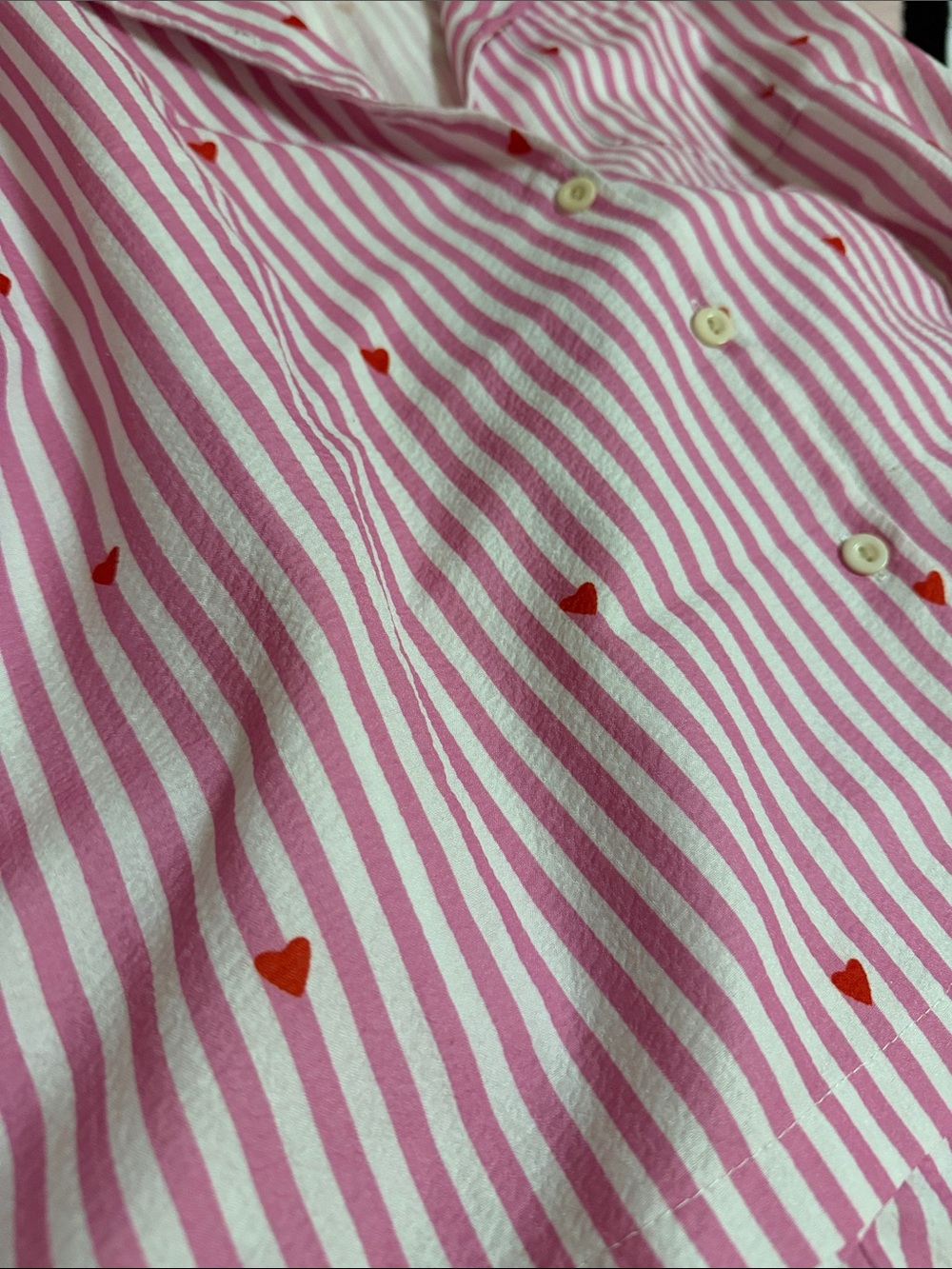 Target Pink & White Striped Short Pajama Set with Red Heart Print - Picture 2 of 5